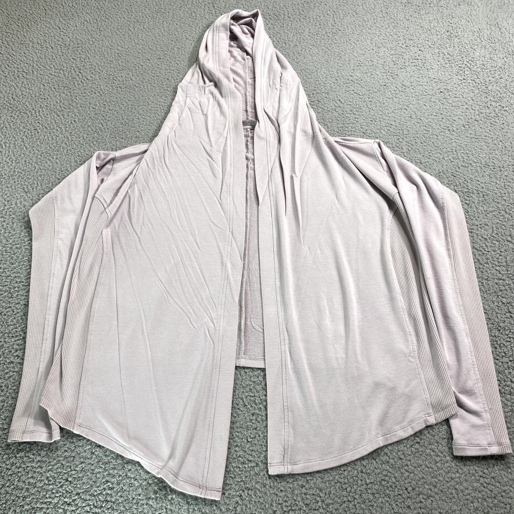 Athleta Nirvana Wrap Cardigan Top Womens XS Extra Small Gray Hood Sweater Knit